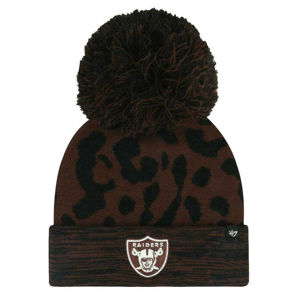 '47 Women's Cacao Cuffed Knit Hat with Pom - Las Vegas Raiders