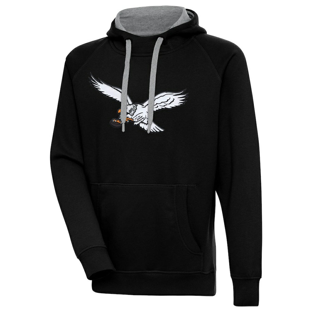 Antigua Throwback Logo Victory Pullover Hoodie - Philadelphia Eagles