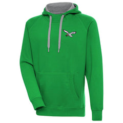 Antigua Throwback Logo Victory Pullover Hoodie - Philadelphia Eagles