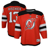 NHL Red Nico Hischier New Jersey Devils Youth Captain Patch Home Replica Player Jersey