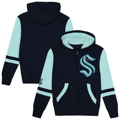 NHL Navy Seattle Kraken Preschool Face Off Full-Zip Hoodie