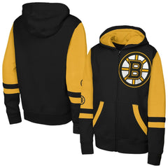 NHL Black Boston Bruins Youth Face Off Full-Zip Hoodie