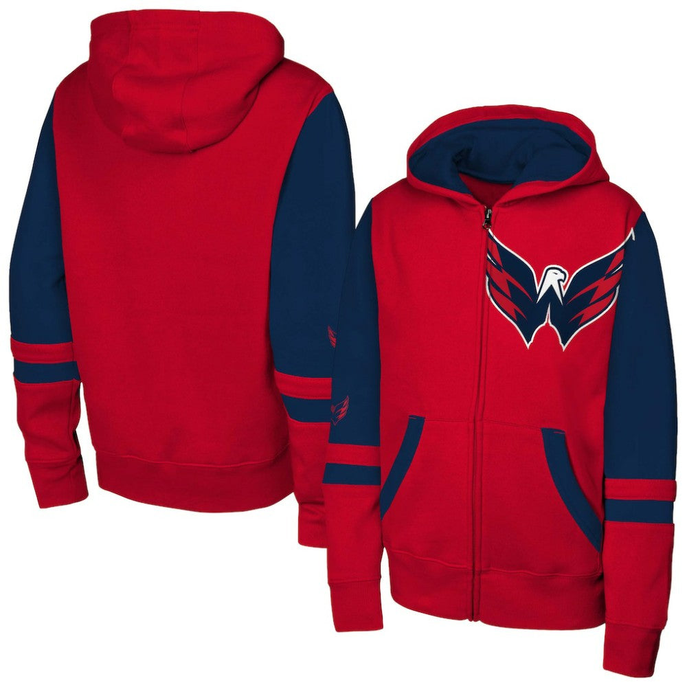 NHL Red Washington Capitals Youth Face Off Full-Zip Hoodie
