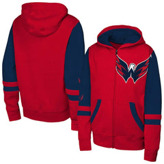 NHL Red Washington Capitals Youth Face Off Full-Zip Hoodie