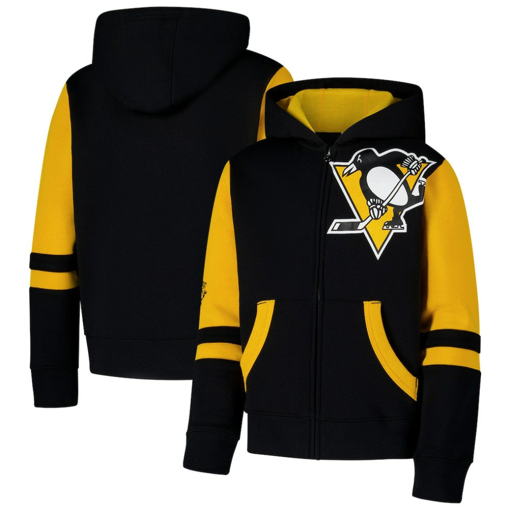 NHL Black Pittsburgh Penguins Youth Face Off Full-Zip Hoodie