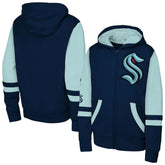 NHL Navy Seattle Kraken Youth Face Off Full-Zip Hoodie