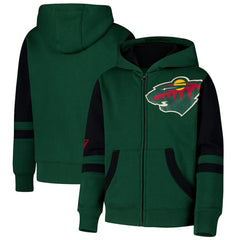 NHL Green Minnesota Wild Youth Face Off Full-Zip Hoodie