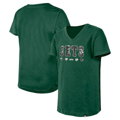 Girls Youth Flip Sequin V-Neck T-Shirt - New York Jets