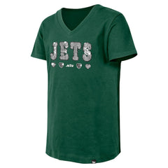 Girls Youth Flip Sequin V-Neck T-Shirt - New York Jets