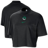 NBA Boston Celtics Women's Courtside Mock Neck Loose Fit Cropped T-Shirt