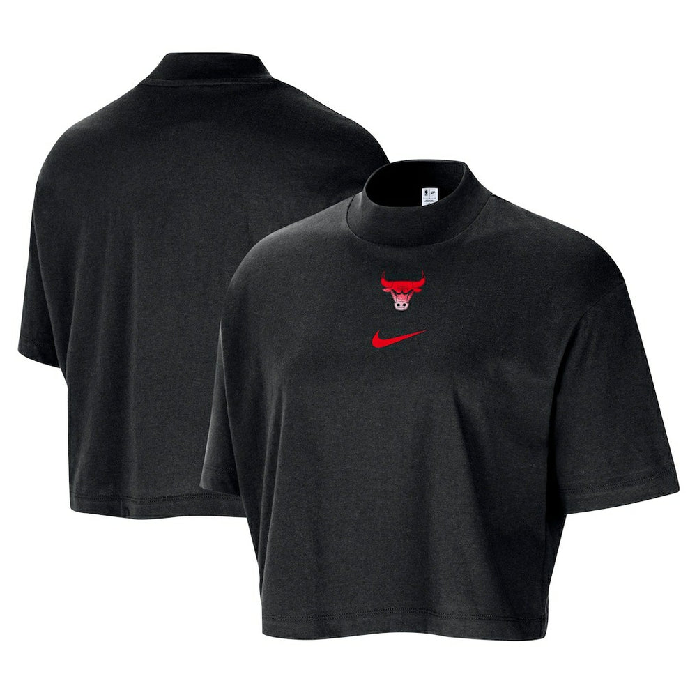 NBA Chicago Bulls Women's Courtside Mock Neck Loose Fit Cropped T-Shirt sale