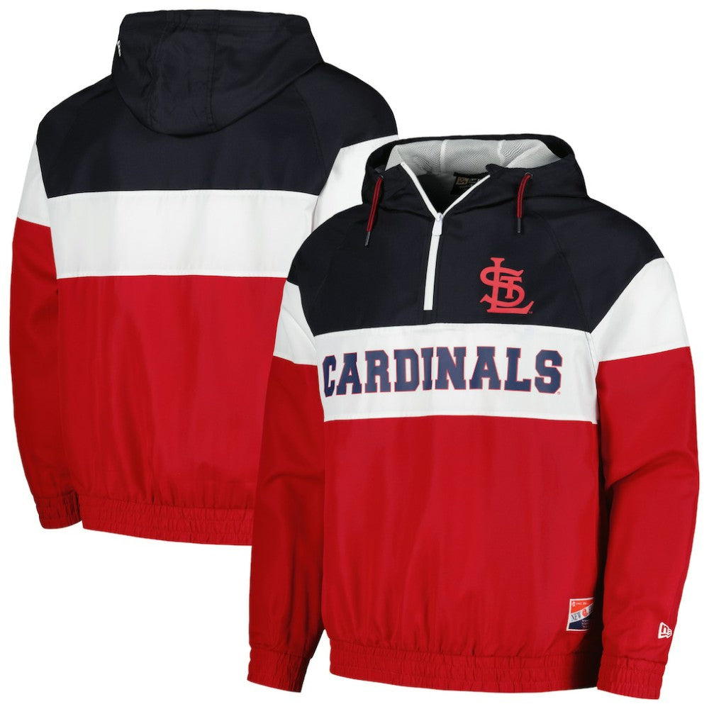 MLB St. Louis Cardinals New Era Ripstop Raglan Quarter-Zip Hoodie Windbreaker Jacket