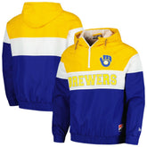 MLB Milwaukee Brewers New Era Ripstop Raglan Quarter-Zip Hoodie Windbreaker Jacket