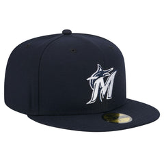 MLB Miami Marlins New Era White Logo 59FIFTY Fitted Hat