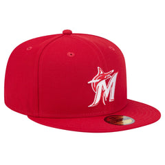 MLB Miami Marlins New Era White Logo 59FIFTY Fitted Hat