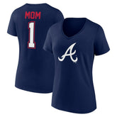 MLB Atlanta Braves Fanatics Women's Plus Size Mother's Day #1 Mom V-Neck T-Shirt