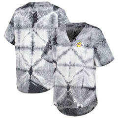 NBA Los Angeles Lakers G-III 4Her by Carl Banks Women's Tournament Raglan Oversized Tie-Dye V-Neck T-Shirt