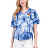 NBA New York Knicks G-III 4Her by Carl Banks Women's Tournament Raglan Oversized Tie-Dye V-Neck T-Shirt