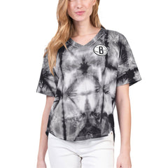 NBA Brooklyn Nets G-III 4Her by Carl Banks Women's Tournament Raglan Oversized Tie-Dye V-Neck T-Shirt