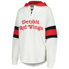 NHL White/Red Detroit Red Wings G-III 4Her by Carl Banks Women's Goal Zone Long Sleeve Lace-Up Hoodie T-Shirt