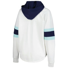 NHL White/Deep Sea Blue Seattle Kraken G-III 4Her by Carl Banks Women's Goal Zone Long Sleeve Lace-Up Hoodie T-Shirt