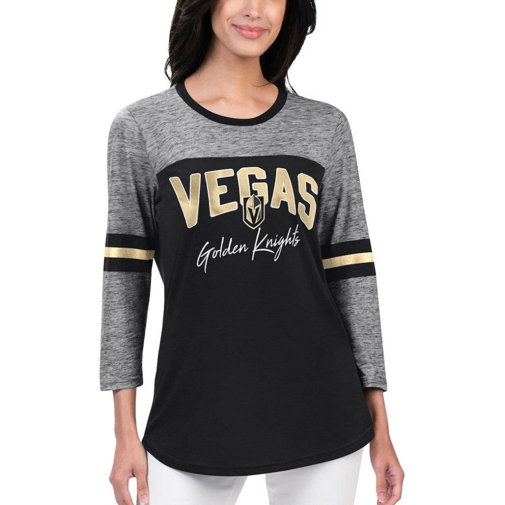 NHL Black Vegas Golden Knights G-III 4Her by Carl Banks Women's Play The Game 3/4-Sleeve T-Shirt