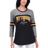 NHL Black Pittsburgh Penguins G-III 4Her by Carl Banks Women's Play The Game 3/4-Sleeve T-Shirt