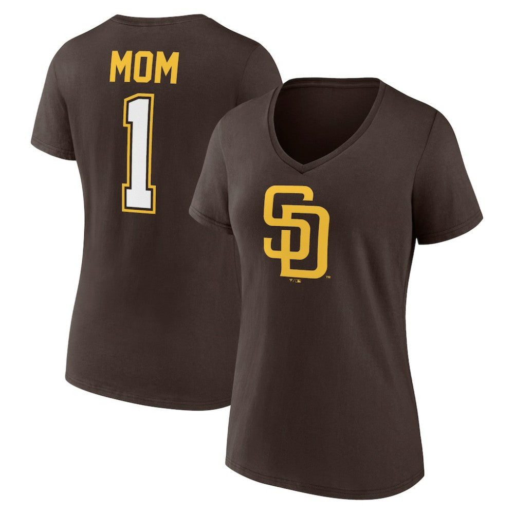 MLB San Diego Padres Women's Mother's Day #1 Mom V-Neck T-Shirt