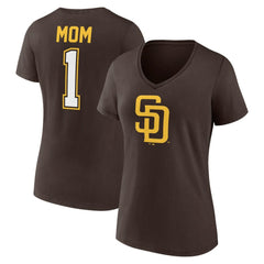 MLB San Diego Padres Women's Mother's Day #1 Mom V-Neck T-Shirt