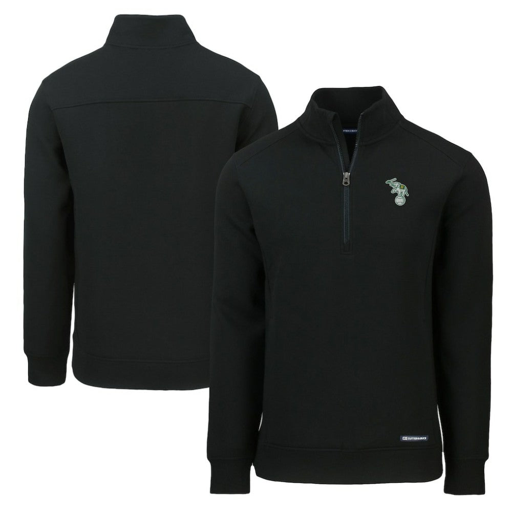 MLB Athletics Cutter & Buck Cooperstown Collection Roam Eco Recycled Quarter-Zip Pullover