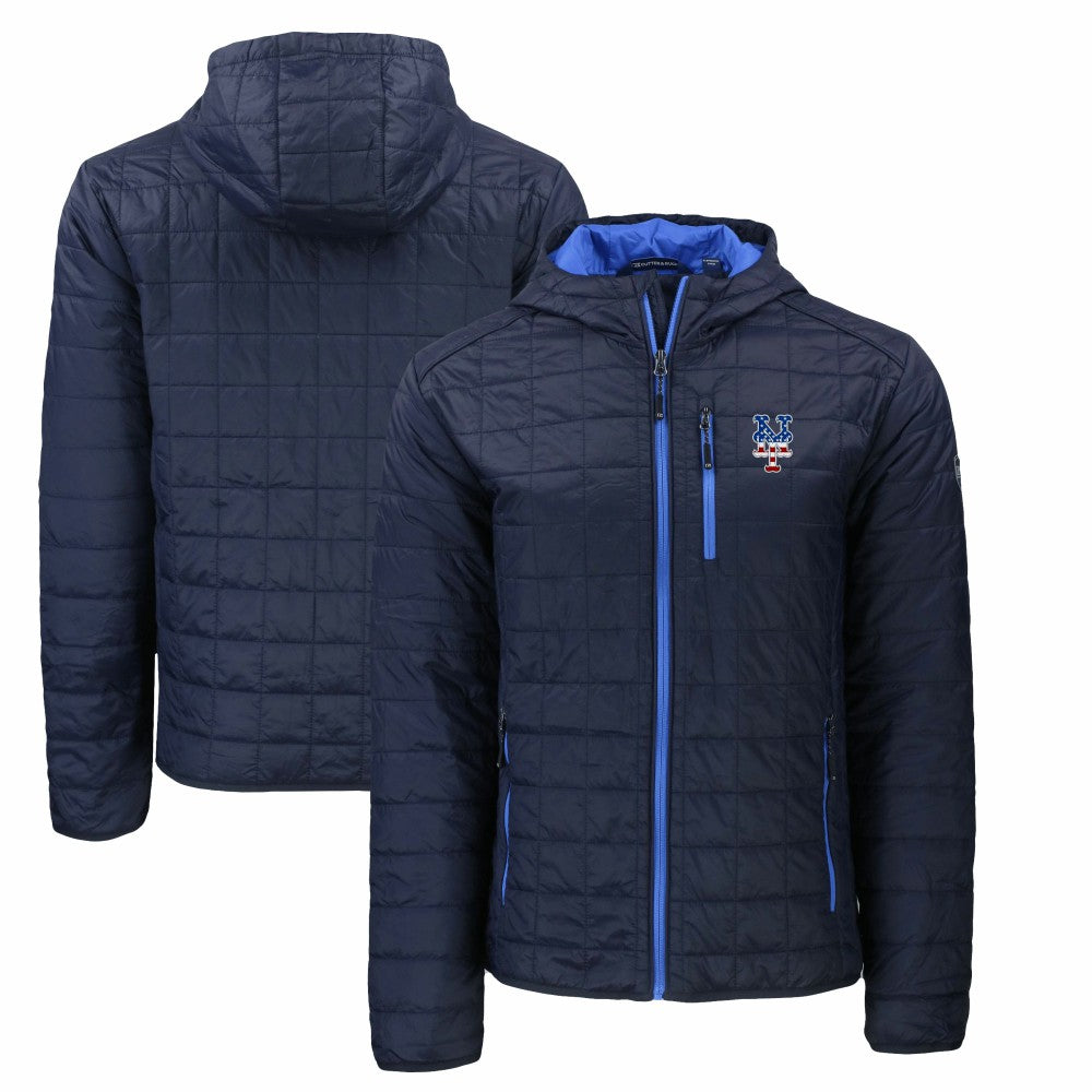 MLB New York Mets Cutter & Buck Americana Rainier Primaloft Eco Full-Zip Hooded Jacket