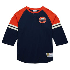 MLB Houston Astros Mitchell & Ness Cooperstown Collection Legendary Raglan Slub Henley 3/4-Sleeve T-Shirt
