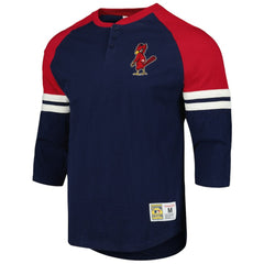 MLB St. Louis Cardinals Mitchell & Ness Cooperstown Collection Legendary Raglan Slub Henley Three-Quarter Sleeve T-Shirt