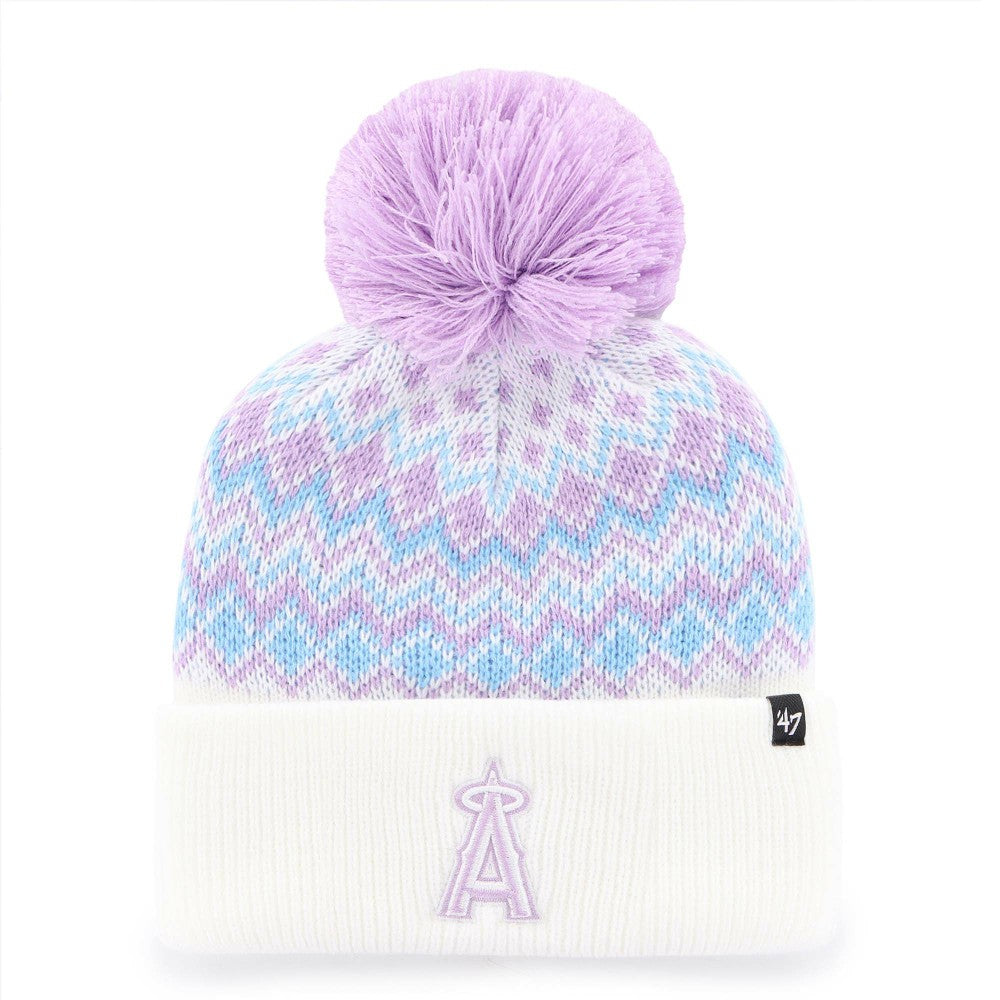 MLB Los Angeles Angels '47 Girls Youth Elsa Cuffed Knit Hat with Pom