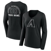 MLB Arizona Diamondbacks Women's Monochrome Personalized Name & Number Long Sleeve V-Neck T-Shirt