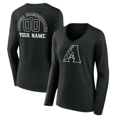 MLB Arizona Diamondbacks Women's Monochrome Personalized Name & Number Long Sleeve V-Neck T-Shirt