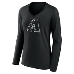 MLB Arizona Diamondbacks Women's Monochrome Personalized Name & Number Long Sleeve V-Neck T-Shirt