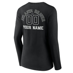 MLB Atlanta Braves Women's Monochrome Personalized Name & Number Long Sleeve V-Neck T-Shirt