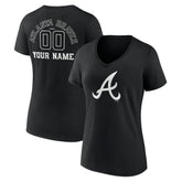MLB Atlanta Braves Women's Monochrome Personalized Name & Number V-Neck T-Shirt