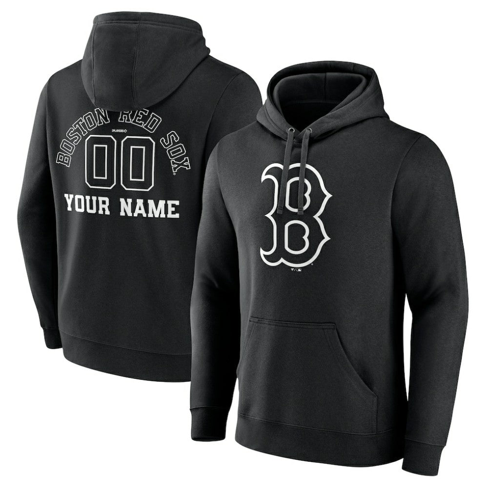 MLB Boston Red Sox Monochrome Personalized Name & Number Pullover Hoodie