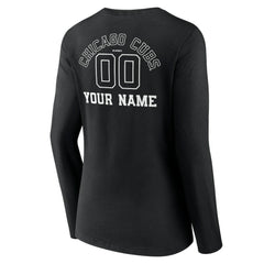 MLB Chicago Cubs Women's Monochrome Personalized Name & Number Long Sleeve V-Neck T-Shirt