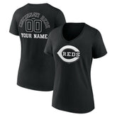 MLB Cincinnati Reds Women's Monochrome Personalized Name & Number V-Neck T-Shirt