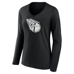 MLB Cleveland Guardians Women's Monochrome Personalized Name & Number Long Sleeve V-Neck T-Shirt