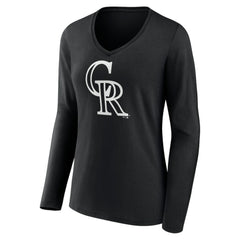 MLB Colorado Rockies Women's Monochrome Personalized Name & Number Long Sleeve V-Neck T-Shirt