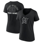 MLB Miami Marlins Women's Monochrome Personalized Name & Number V-Neck T-Shirt