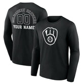 MLB Milwaukee Brewers Monochrome Personalized Name & Number Long Sleeve T-Shirt