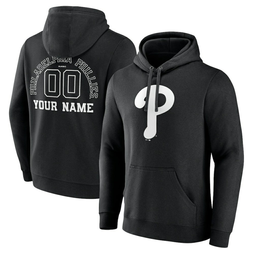 MLB Philadelphia Phillies Monochrome Personalized Name & Number Pullover Hoodie
