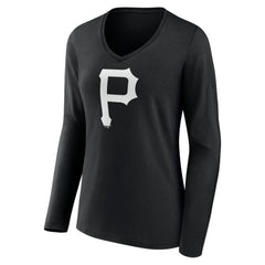 MLB Pittsburgh Pirates Women's Monochrome Personalized Name & Number Long Sleeve V-Neck T-Shirt