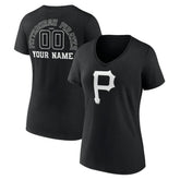 MLB Pittsburgh Pirates Women's Monochrome Personalized Name & Number V-Neck T-Shirt