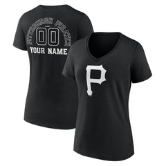 MLB Pittsburgh Pirates Women's Monochrome Personalized Name & Number V-Neck T-Shirt